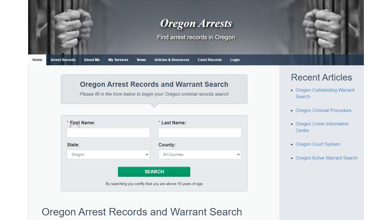 Oregon arrest records & warrants